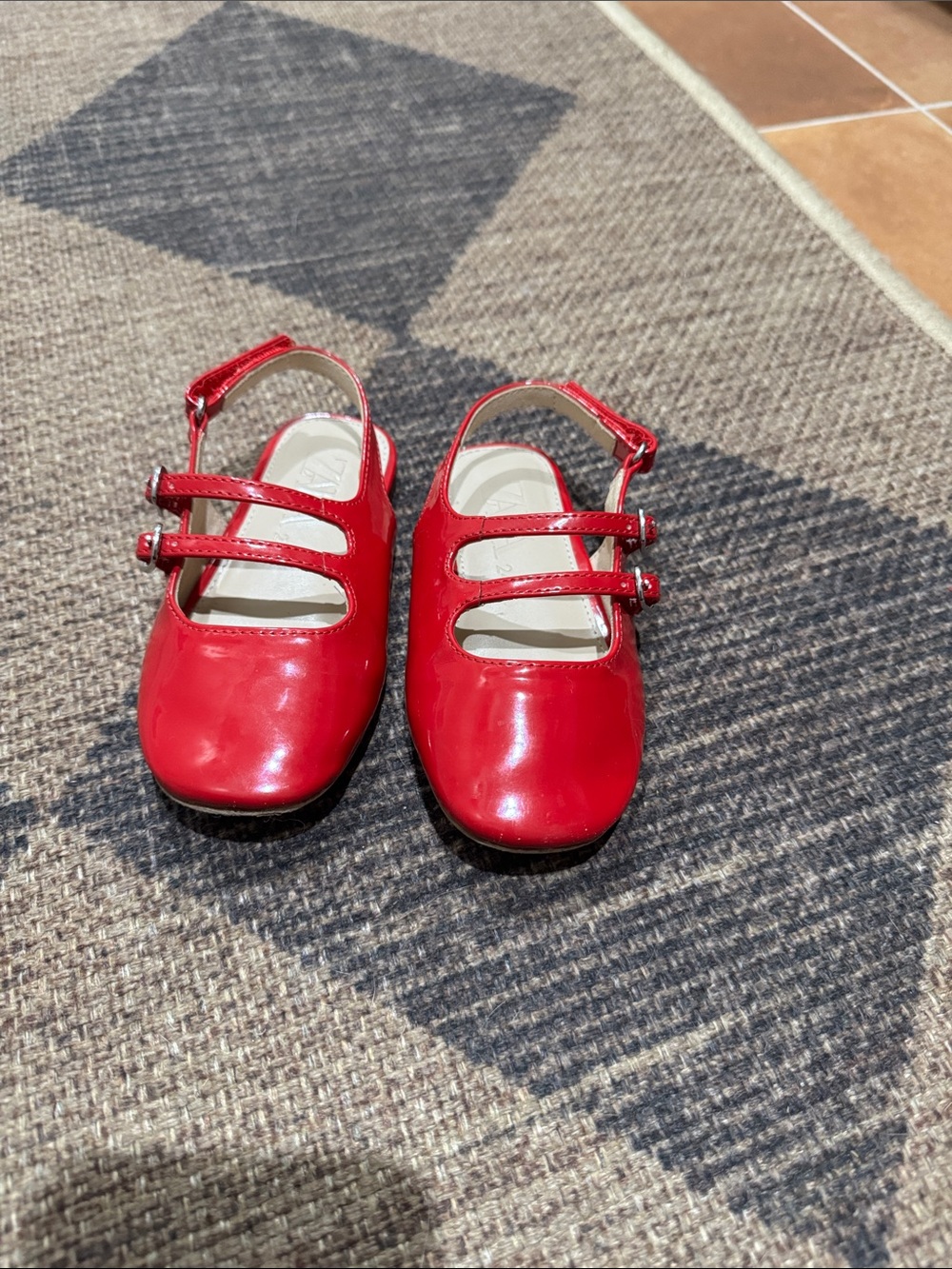 Zara Kids Red Double-Strap Mary Jane Shoes